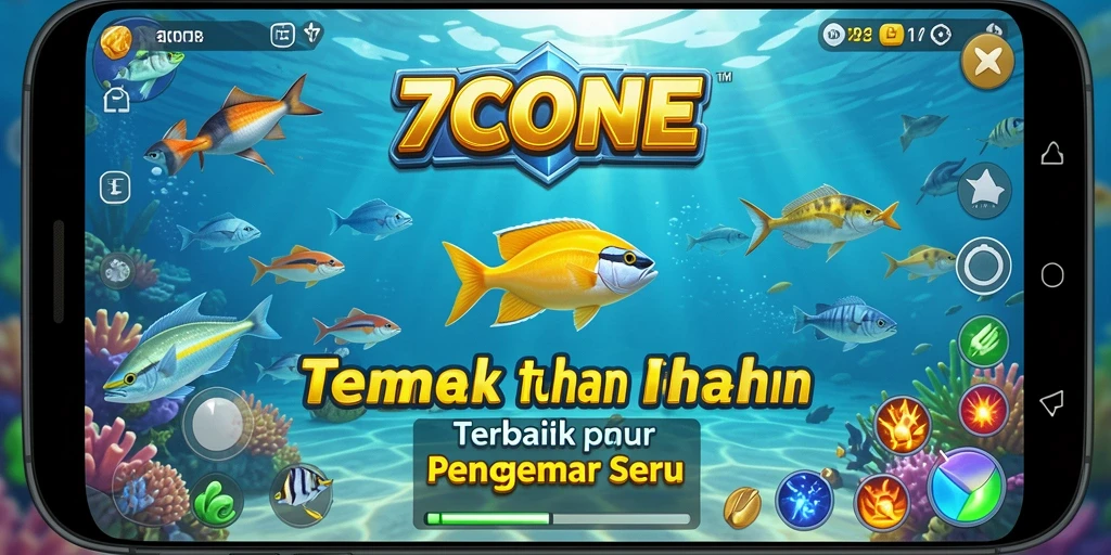 Tampilan game 7CONE saat menangkap ikan di bawah laut.