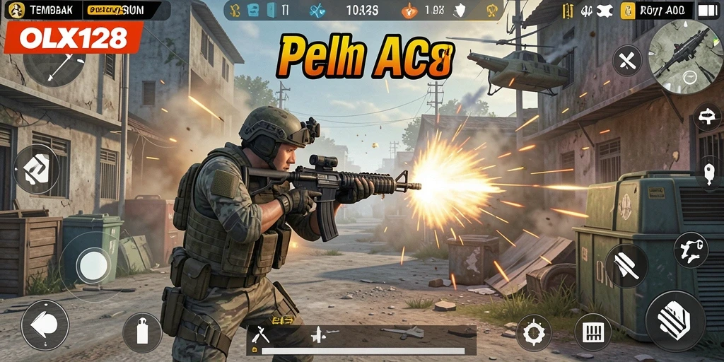 Gameplay seru dalam OLX128 dengan aksi tembak-menembak.