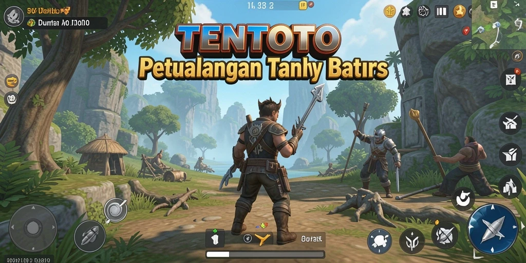 Screenshot TENTOTO menampilkan petualangan epik di dunia terbuka.